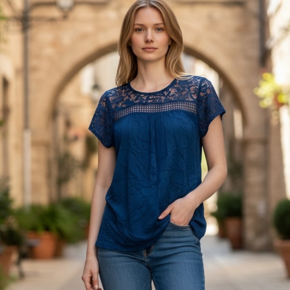 Trixxi Girl Teal Lace Women's Blouse